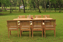 WholesaleTeakFurniture Grade-A Teak Wood 9 Pc Dining Set with 94" Oval Table and 8 Napa Stacking Arm Chairs