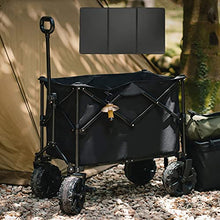 190L Large Capacity Folding Camping Wagon with Folding Table, Garden Cart, Foldable Utility Cart 150KG Max Load, Heavy Duty with Wheels/Handle for Outdoor Sports Beach Picnic,B