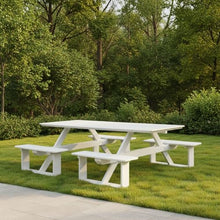 Keystone Amish Co. 8ft Poly Lumber Rectangular Walk-in Picnic Table, Amish Handcrafted HDPE Recycled Plastic, Heavy Duty Outdoor Dining Table with Benches, Seats 8, Cedar