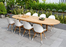 Amazonia Warwick 9-Piece Oval Patio Dining Set Teak Wood with White Chairs