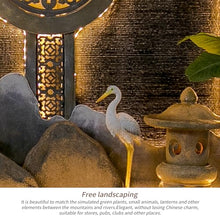 Indoor Outdoor Resin Zen Fountain Wall with LED Lights, Large Water Feature with Circular Design, Landscape Decor with Pump, for Garden, Entryway & Living Room,Spa(Stone Lion)