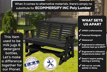 5 FT Black Amish-Made Porch Glider – 1000 lb Heavy-Duty Poly Lumber wood Roll Back Glider – USA Crafted HDPE Outdoor Seating Furniture - Stainless Steel Hardware – Smooth, Quiet Glide - CupHolders