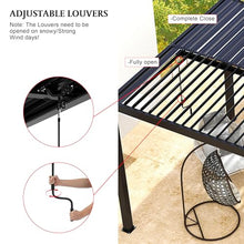 ANTSKU 10'x13' Louvered Aluminum Pergola with Adjustable Retractable Roof Black