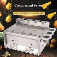 Commercial Countertop LPG Gas Double Tank Deep Fat Fryer Stainless Steel Chip Fryer with Basket and Lid for French Fries Home Kitchen Restaurant