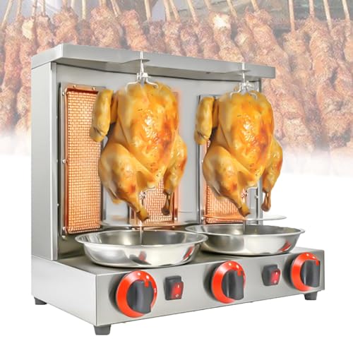 LwiftGal Gas Kebab Machine,360 ° Rotating Rotisserie Oven,Barbecue Cookware Machine,Vertical Doner Kebab Grill Machine,Barbecue Cookware Machine for Restaurant,Silver-L