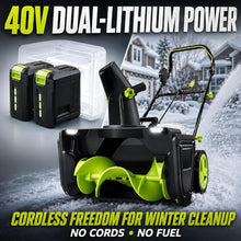 40V Cordless Snow Blower, 3500W Motor, 2 Batteries and Charger