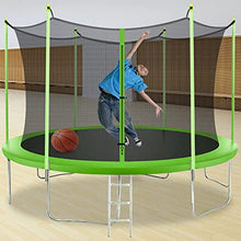 BestMassage 14FT Rectangle Trampoline with Enclosure Net Green