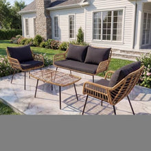 Garvee 4 Piece Patio Bistro Set, Outdoor Wicker Bistro Furniture Sets
