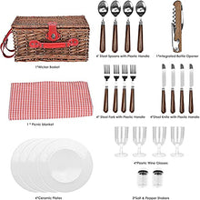 Picnic Basket Set 4 Person Wicker Picnic Basket Handmade Waterproof Picnic Blanket Equipped with Incubator and Cutlery Suitable for Picnics and Camping by The Lake Beach