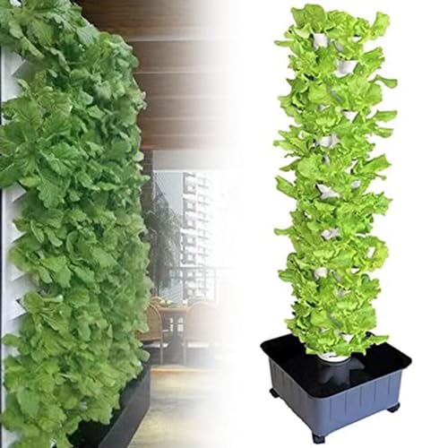 RESKIU Hydroponic Tower Growing Sytem, 15 Floors 45 Plants Sites Indoor Vertical Gardening Grow Kit, Detachable PP Colonization Cups Farm Greenhouse Hydroponic Grow System