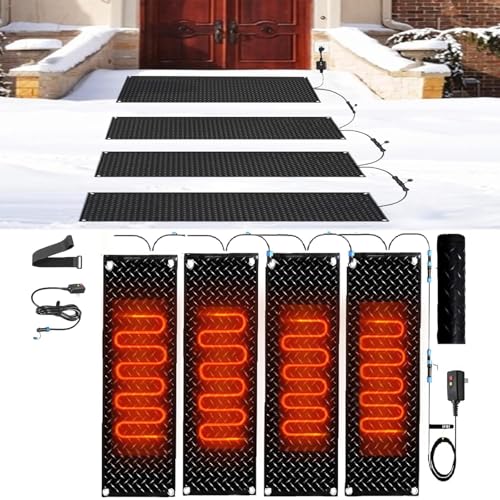 UTTDP Snow Melting Mat - Outdoor Anti-Slip Rubber Mat for Stairs, Doorways, Walkways & Driveways - Snow & Ice Melting Solution(40x200cmx4Pcs)