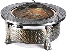 BBQ Grill Outdoor Fire Pit - Outdoor Oil Rubbed Bronze Fire Pit with BBQ Grill, Metal Poker Iron, Mesh Ember and Spark Guard Screen Table Heating Charcoal Brazier Charcoal Stove