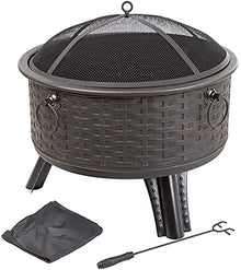 Fire Pits for Garden Outdoor Fire Pits Steel Fire Bowl with Grill & Cover & Poker Camping Fire Pit BBQ Brazier Wood Charcoal Patio Heater