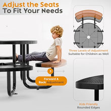 OUTTANS Commercial Metal Picnic Table (Black, 46in, Round, Punched Steel)