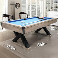 WAQINBR 7 ft Pool Table Rustic Blond K-Shaped Legs Royal Blue Cloth