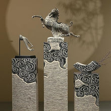 ARCVOX Decorative Columns Pedestal 19.6/27.5/35.4/43.3in, Antique Stone Finish Xiangyun Pattern, Statues for Home Decor, Statue Outdoor Sculpture for Garden (Size : Size M)