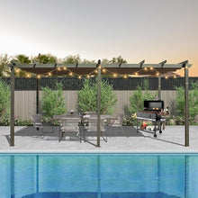 ANTSKU 11x20 FT Outdoor Pergola with Retractable Canopy Dark Grey