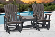 American Furniture Classics Model 515BZBK-K Double Glider with Center Table in Brazilian Walnut Woodgrain with a Black Base, Made in The USA