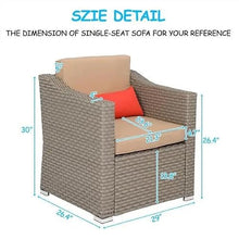 HTERWQEA 4‑Piece Wicker Patio Furniture Set, All-Weather Rattan Sofa with Coffee Table, Outdoor Conversation Set for Garden, Porch, Backyard