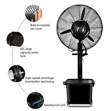 ZTKECO 110V Misting Fan Moving Oscillating Spray Fans with 42L Water Tank, Outdoor Misting Fanfor a Cool Patio Breeze, 25/29in Premium Cooling Fan, 3 Speeds(25in,Fixed)