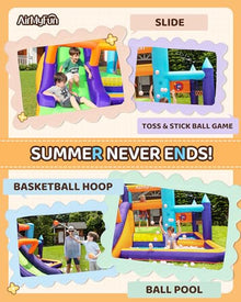 AirMyFun Inflatable Bounce House with Slide and Splash Pool Rainbow