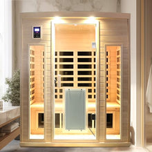 TYMMC Far Infrared Sauna Room, Three Person Indoor Low EMF Hemlock Wood Home Sauna for Indoor Use