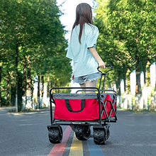 Outdoor Folding Utility Wagon Wagon Collapsible with Wheels Heavy Duty Outdoor Cart for Camping Garden Beach with Cup Holders, Load-Bearing 90kg / 198lbs