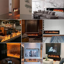 AUTUMFLATGAO 3D Water Vapor Fireplace, Realistic Atomized Flame Atomized Fireplace with 9 Adjustable Flame Colors, Stainless Steel, Automatic Water Filling, App/Touch/Remote Control 80cm