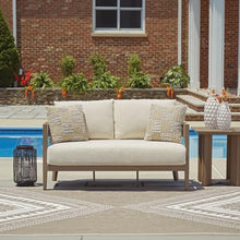 Signature Design by Ashley 1-Piece Wood-Look Outdoor Loveseat with Cushion