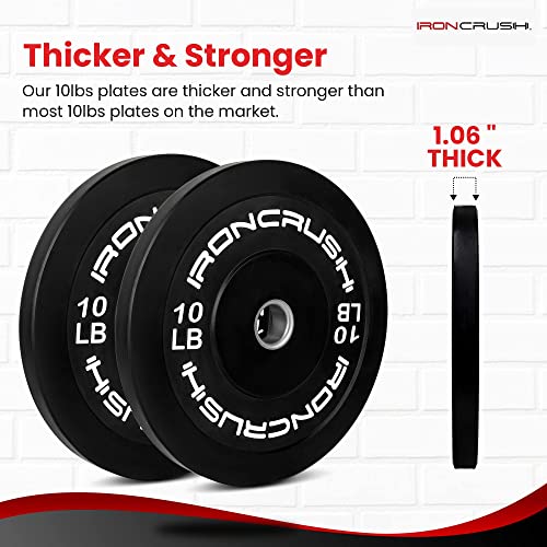 Iron Crush Olympic Bumper Plates Set - Virgin Rubber Weights for Strength Training 160LB Set