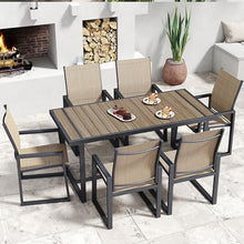 Jocoevol 7 Piece Patio Dining Set for 6, Outdoor Furniture Set Includes 67" Rectangle Patio Table and 6 Textilene Dining Chairs, Outdoor Table and Chairs for Outsides, Backyard, Garden and Poolside