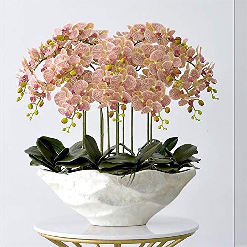 Artificial Flower in Pot Large Artificial Butterfly Orchid Bonsai Fake Flower and Vase Arrangement Silk Cloth Butterfly Orchid Bonsai Home Decoration Artificial Plant Flower Arrangement ( Color : Ligh