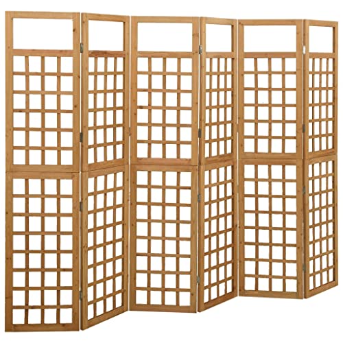 fsahslih 6-Panel Room Divider and Trellis for Climbing Plants, Solid Fir Wood Privacy Screen, 95.5" x 70.9" Folding Decorative Trellis for Indoor Patio and Garden Living Spaces