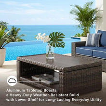 Signature Design by Ashley Grasson Lane Outdoor Wicker Cocktail Table with Aluminum Frame, Brown