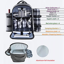 Picnic Backpack with Blanket Soft Cooler Compartment Bottle Holder Waterproof Picnic Bag for Outdoor Hiking Backpacking Traveling