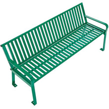 Global Industrial 4 ft. Outdoor Park Bench with Back, Vertical Steel Slats