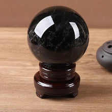 NIBHZ Natural Black Crystal Ball Ornaments, Black Crystal Ball, Home Living Room, Bedroom, Crystal Crafts Original Stone,Black,150mm