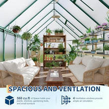 Garvee 8 x 12 ft Outdoor Polycarbonate Greenhouse Kit, Heavy Duty Greenhouse with Reinforced Aluminum Frame, Adjustable Roof Vent, Lockable Door & Quick-Connect Assembly