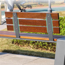 GRFIT Outdoor Bench Garden Chair with Backrest for Outdoors, Wooden Bench with Stainless Steel Frame, for Balcony Seats, Patio and Porch Garden Bench (Small)