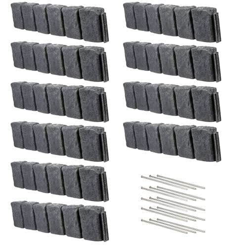 Beuta Landscape Edging | Garden Edging Border | Polyrock Block XL for Lawn Edging, Flower Beds & Yard Edging – 10 Pack | Each Section Has 6 Blocks 48" L x 4" W x 9.5" H | 30 Spikes | Charcoal