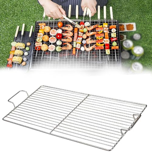 TBLOTYD Stainless Steel BBQ Grill Rack with Handle - Heavy-Duty Cooking Grid Square Hole Design Easy to Clean Perfect for Outdoor Grilling and Barbecues