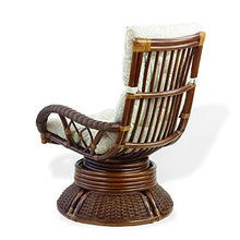 Alexa Swivel Rocking Armchair Dark Walnut Color Natural Rattan Wicker Handmade Design with Cushion