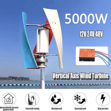 CHRISK Vertical Wind Generator 5000W Inner Air Duct Small Free Energy Wind Turbine Power Permanent Maglev with MPPT Controller,12v