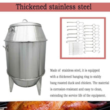 BEILOCKERY Commercial Stainless Steel Charcoal Roast Duck Oven with Temperature Display, 31.5x31.5x53 Inch BBQ Roaster with 15 Hooks & 20 Tail Pins, Multifunctional Grill