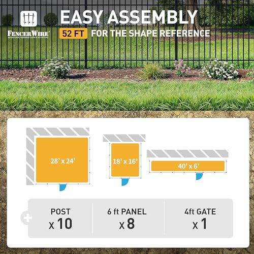 Fencer Wire 52FT Heavy Duty Flat Top Fence Barrier Kit Black