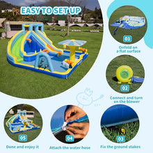 Inflatable Water Park for Kids, 16.4 ft × 14.1 ft Large Backyard Water Slides with Dual Slides, Dual Water Guns & Climbing Wall for Outdoor