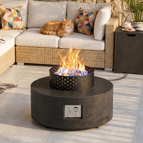 2-Piece 30" Propane Fire Pit Table for Outside Patio with Hidden Tank Table
