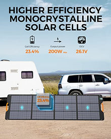 FOSSiBOT Solar Panel SP200, Foldable 200 Watts Solar Panel, Flexible Solar Panel w/Adjustable Kickstands for Home, RV, Camping, Blackout for FOSSiBOT F2400 and Other Brands Portable Power Station