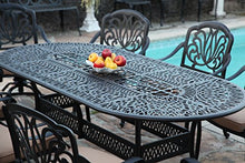 GrandPatioFurniture.com CBM Patio Elisabeth 9 Piece Dining Set with 2 Swivel Rockers and 6 Arm-Chairs Black Brown