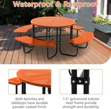 SENPUST 46.45" Outdoor Picnic Table, Metal Picnic Table, 1 Umbrella Pole